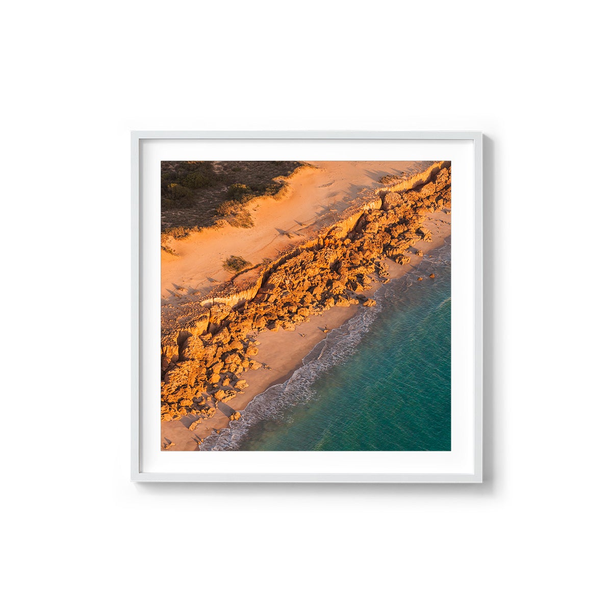 Barred Creek Seawall Sunset - Square Framed Print