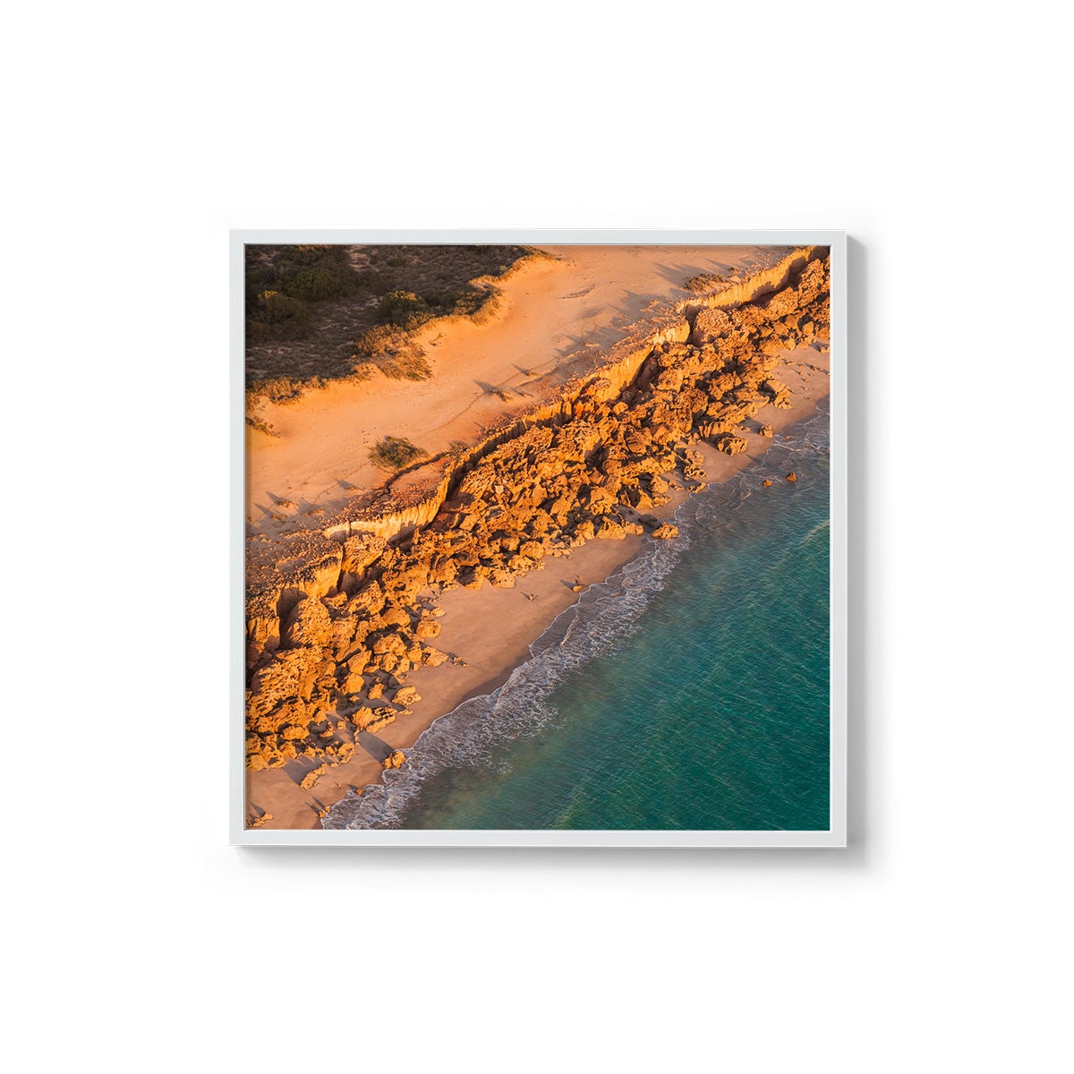 Barred Creek Seawall Sunset - Square Framed Print