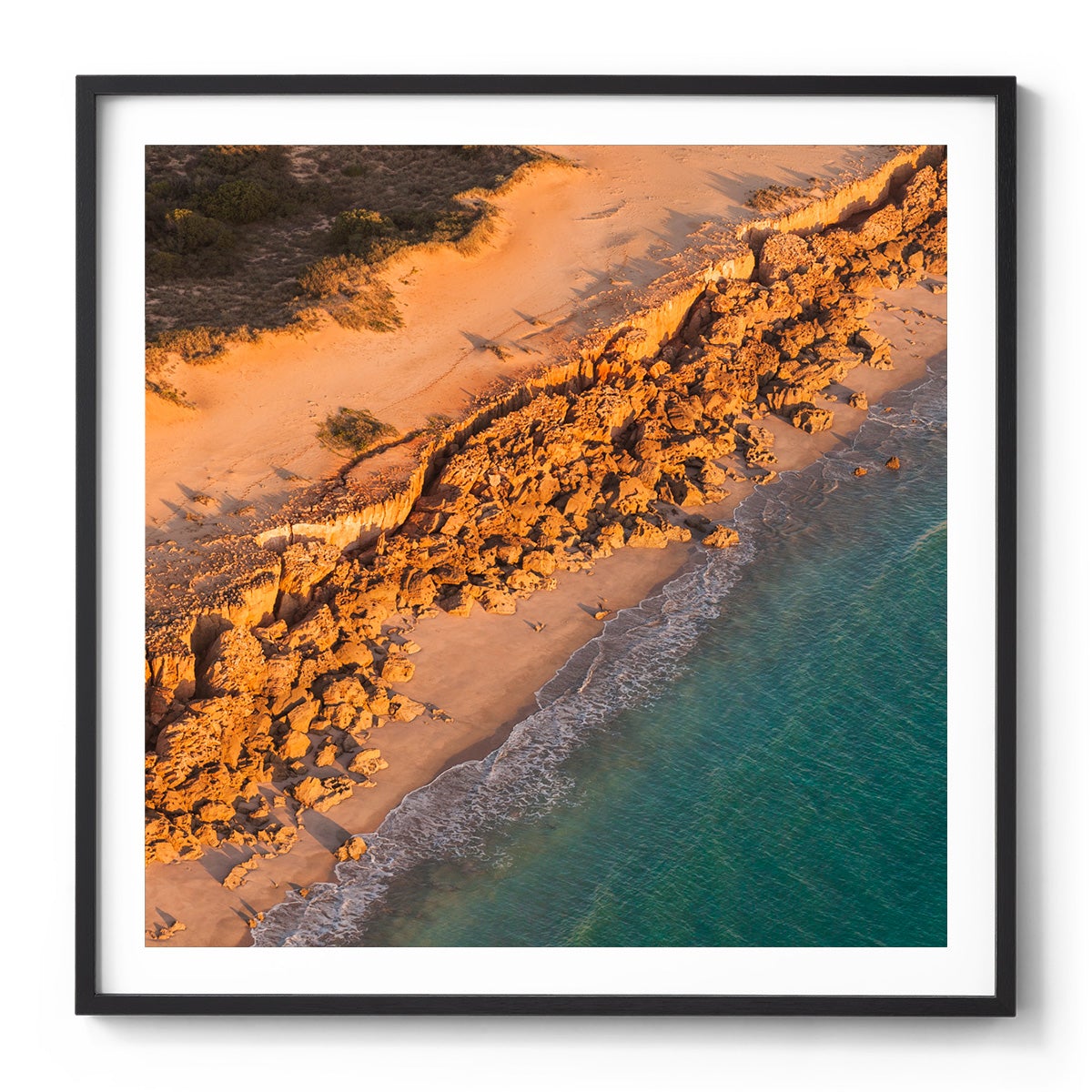 Barred Creek Seawall Sunset - Square Framed Print