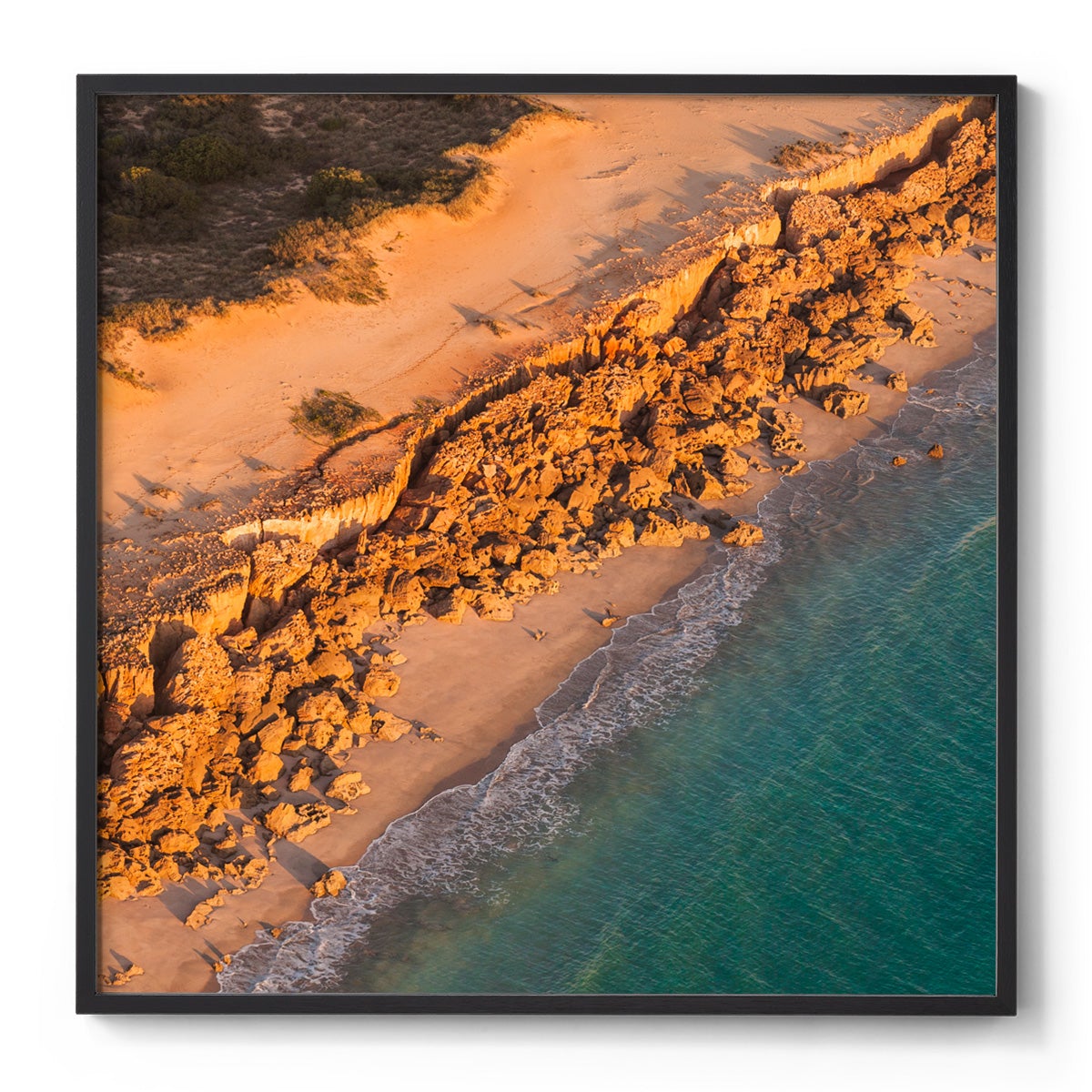 Barred Creek Seawall Sunset - Square Framed Print