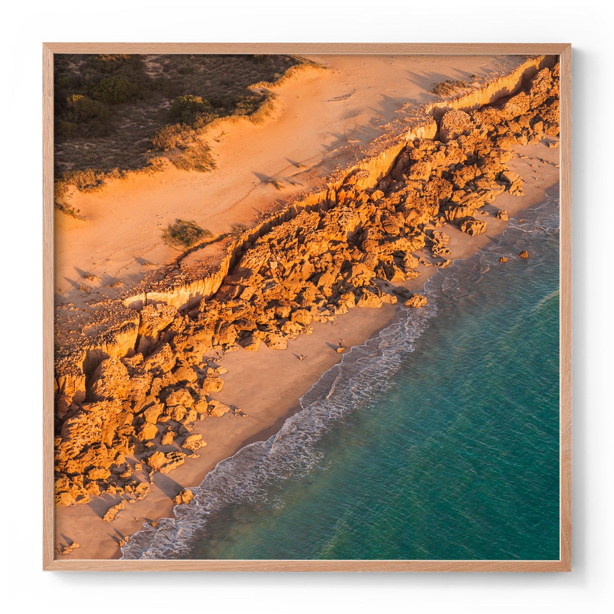 Barred Creek Seawall Sunset - Square Framed Print