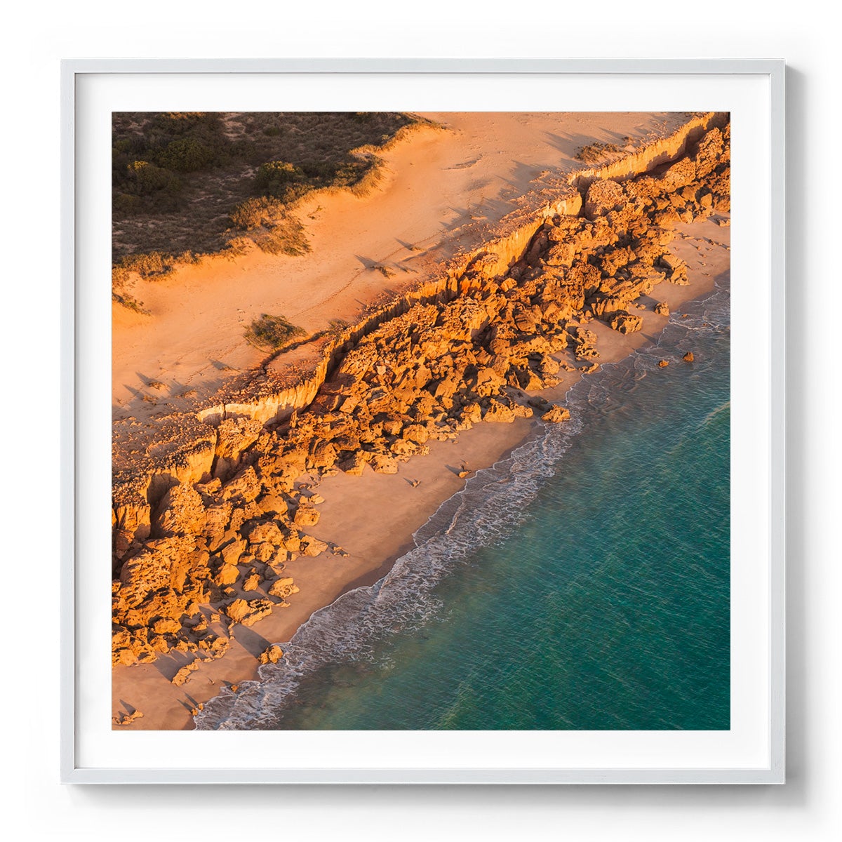 Barred Creek Seawall Sunset - Square Framed Print