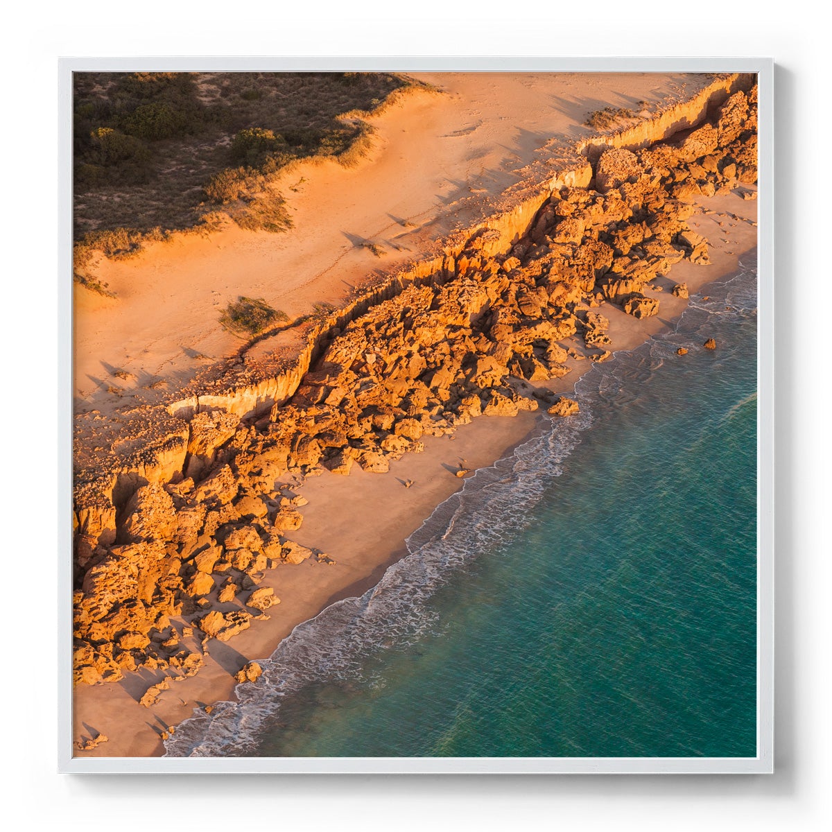 Barred Creek Seawall Sunset - Square Framed Print