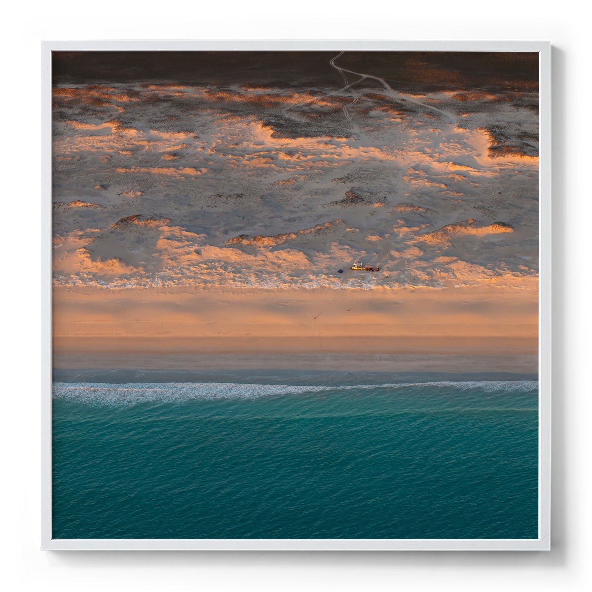 Camped on the Beach - Square Framed Print