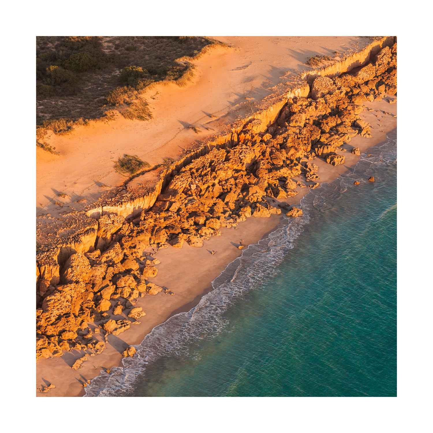 Barred Creek Seawall Sunset - Square Framed Print