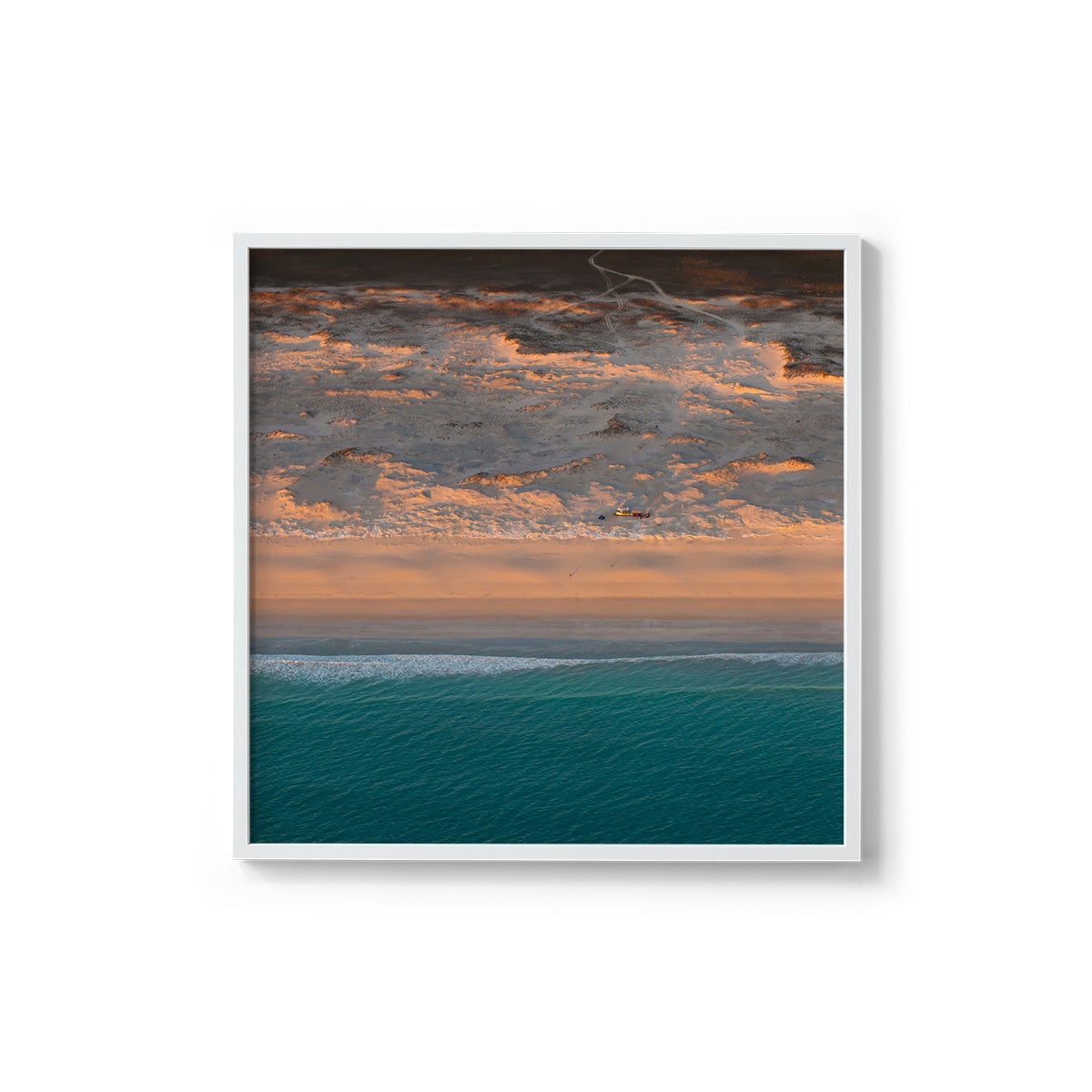 Camped on the Beach  - Square Framed Print