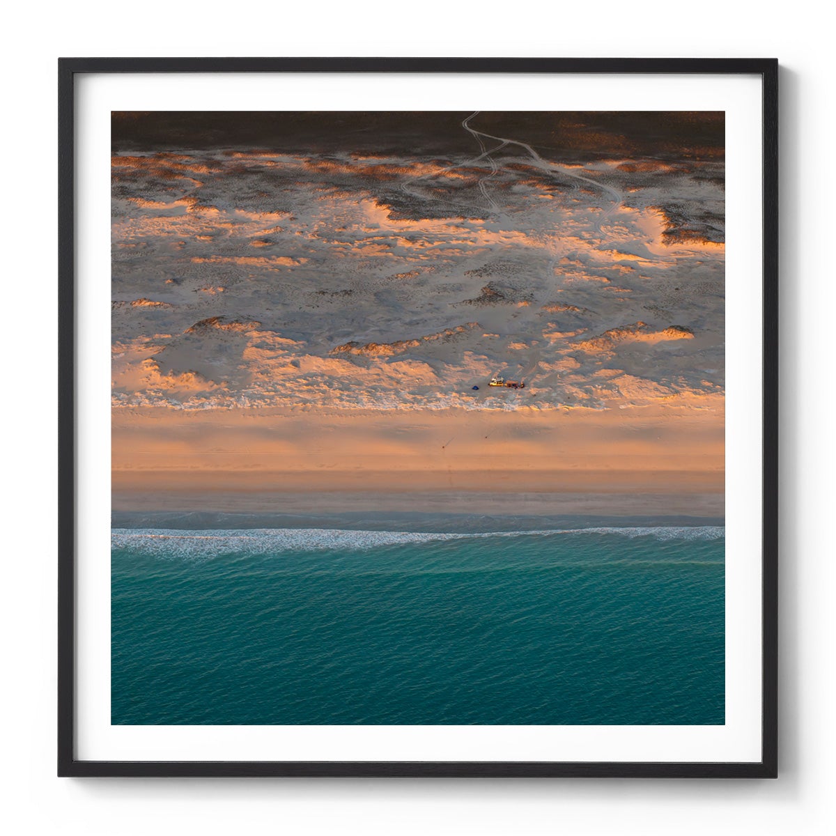 Camped on the Beach  - Square Framed Print