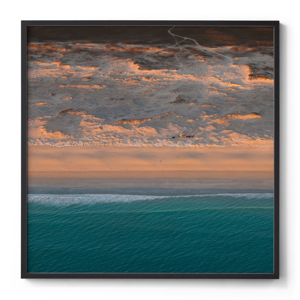 Camped on the Beach  - Square Framed Print