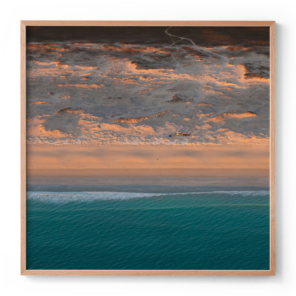 Camped on the Beach  - Square Framed Print
