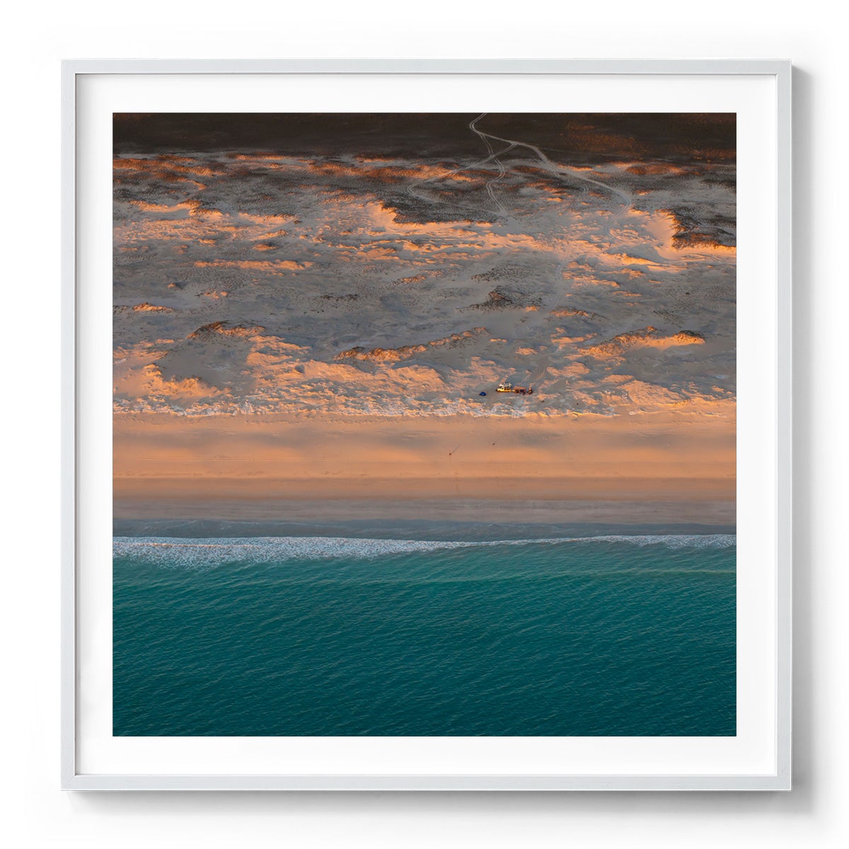 Camped on the Beach  - Square Framed Print