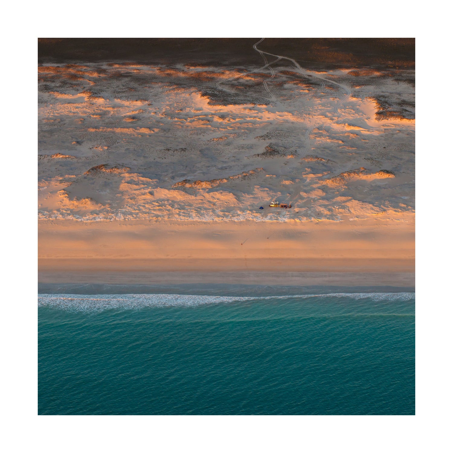 Camped on the Beach  - Square Framed Print